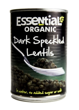 dark speckled lentils